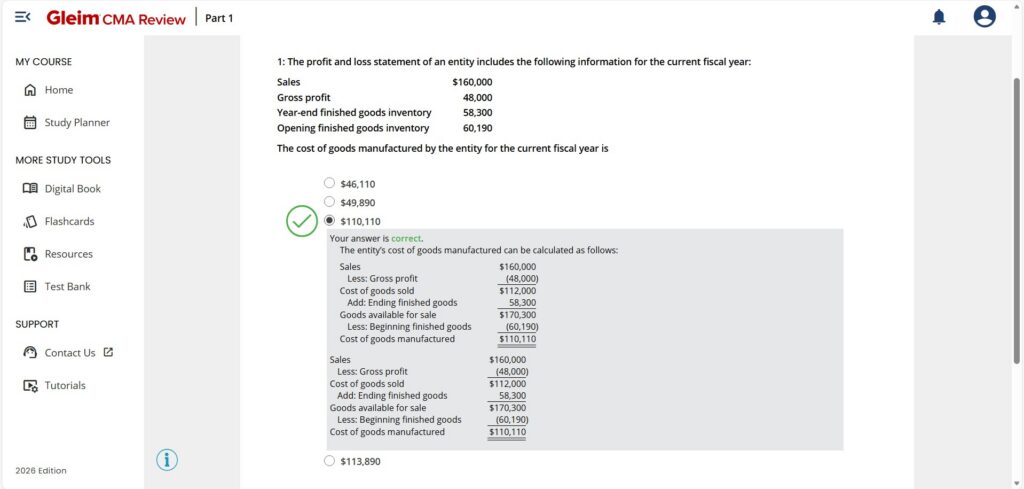Gleim CMA practice questions