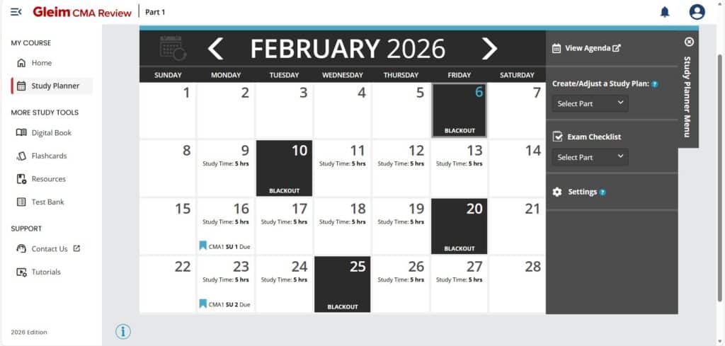 Gleim CMA study planner
